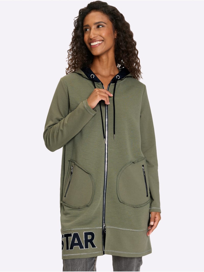 Veste Légère Qualité Sweatshirt Agréable - Taille Standard - Helline Kaki - Kiabi
