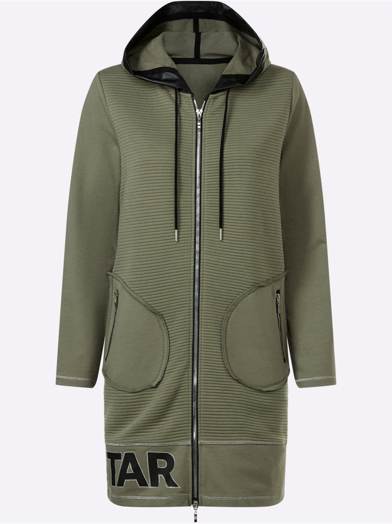 Veste Légère Qualité Sweatshirt Agréable - Taille Standard - Helline Kaki - Kiabi