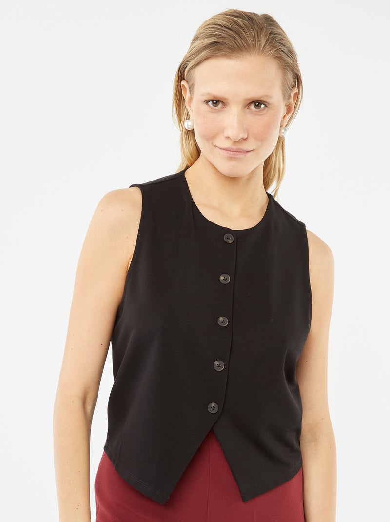 Veste légère sans manches avec ouverture boutonnée noir - Kiabi