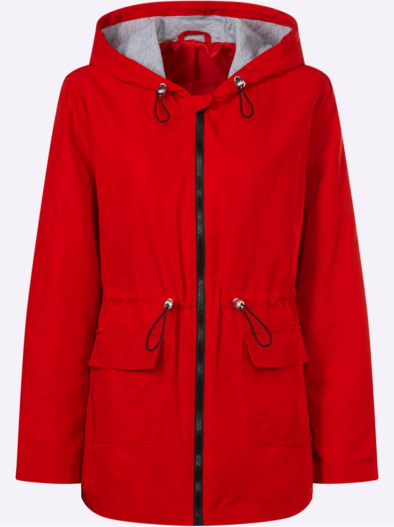 Veste légèrement doublée avec capuche à poches et taille ajustable - Taille standard - Moda Vilona Rouge - Kiabi