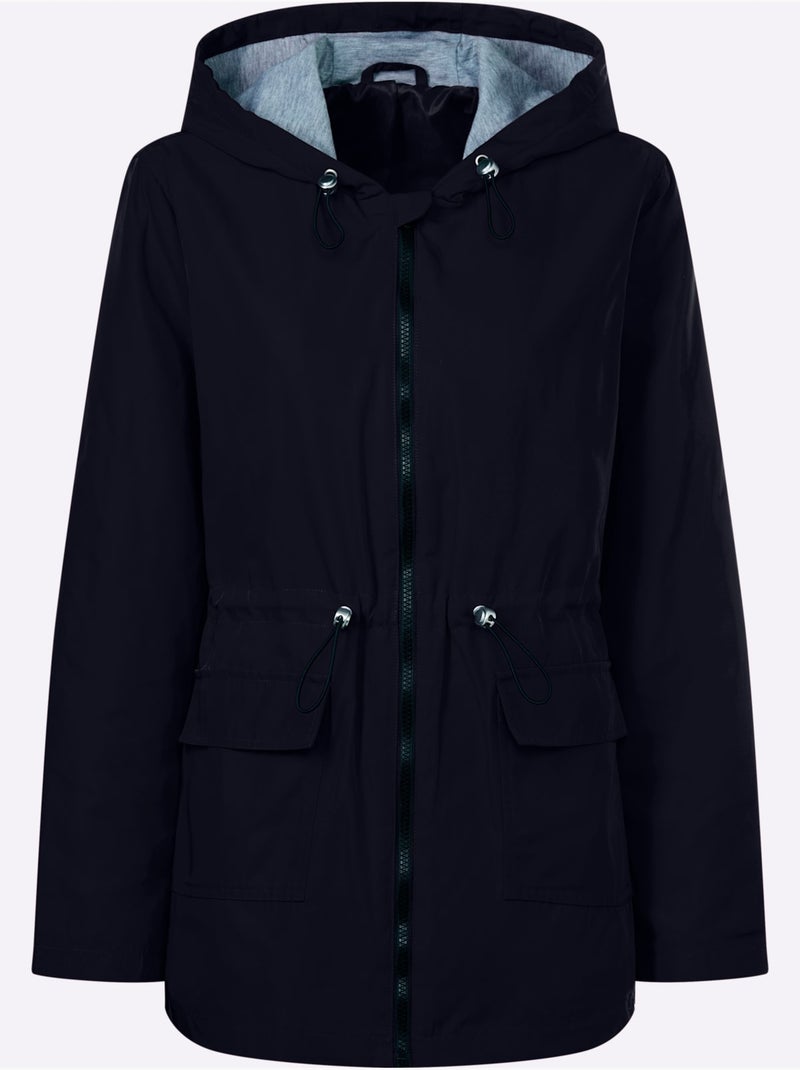 Veste légèrement doublée avec capuche et poches à rabat - Taille standard - Moda Vilona Bleu marine - Kiabi