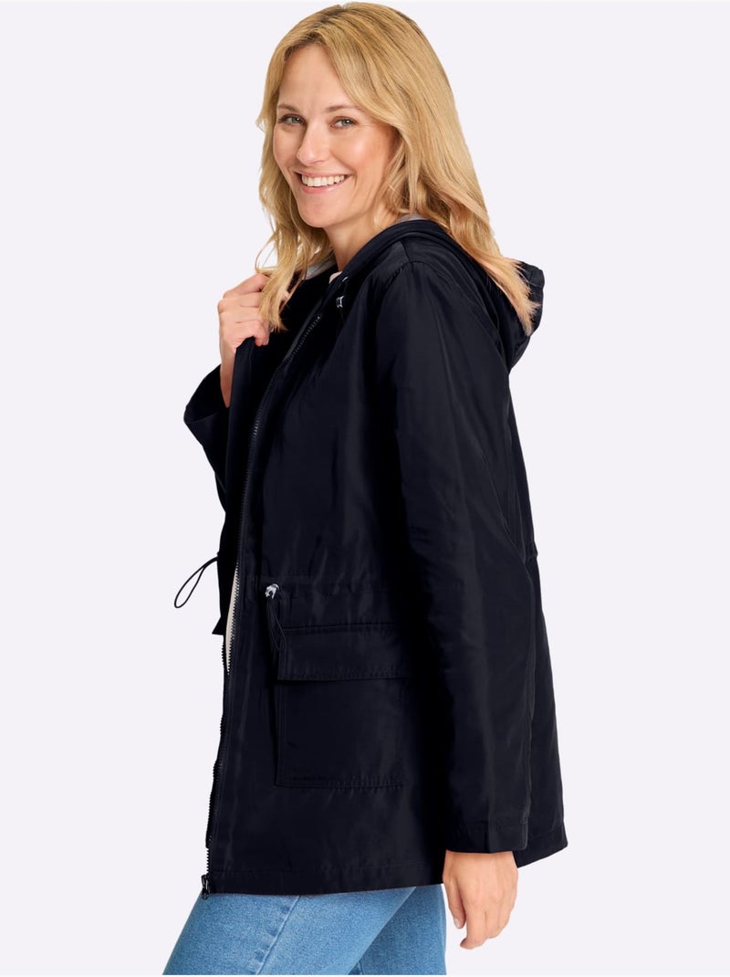 Veste légèrement doublée avec capuche et poches à rabat - Taille standard - Moda Vilona Bleu marine - Kiabi
