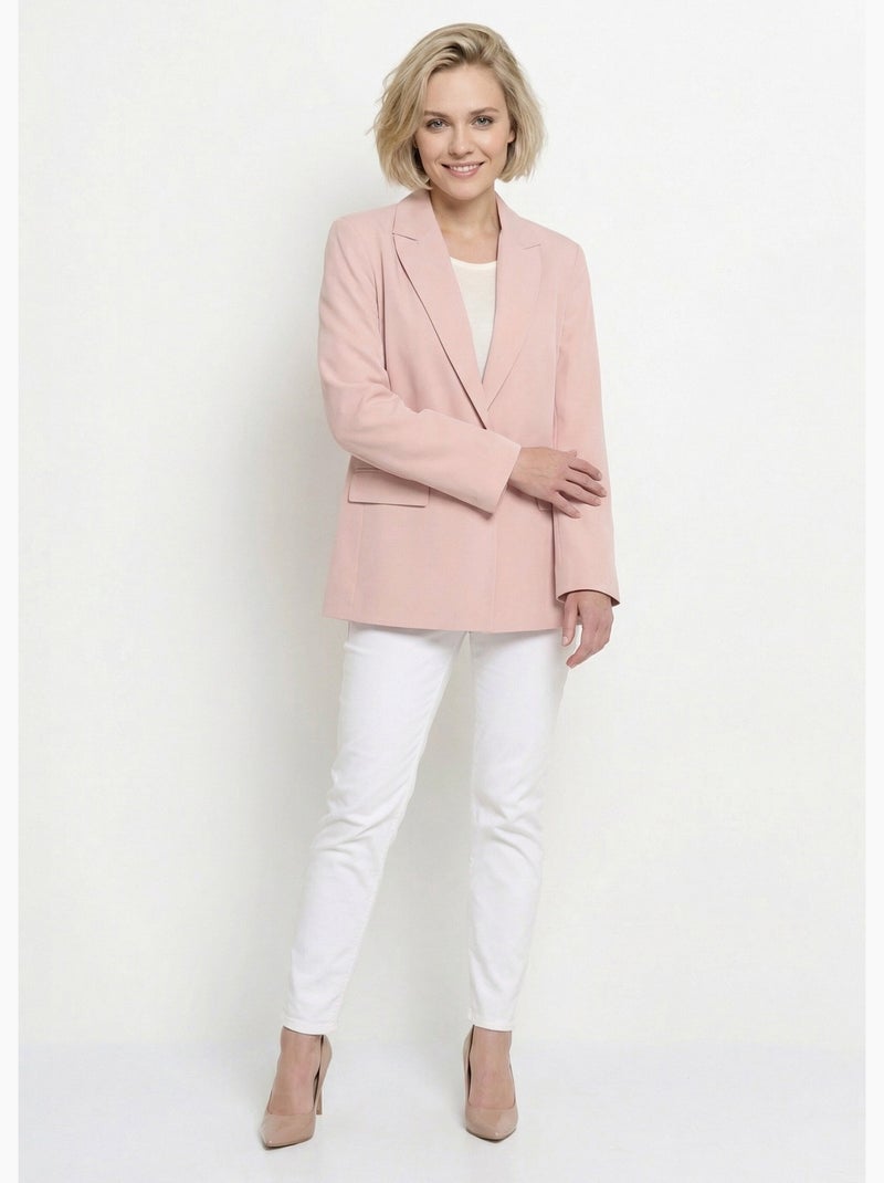 Veste longue 1 bouton avec col tailleur - Afibel Rose - Kiabi