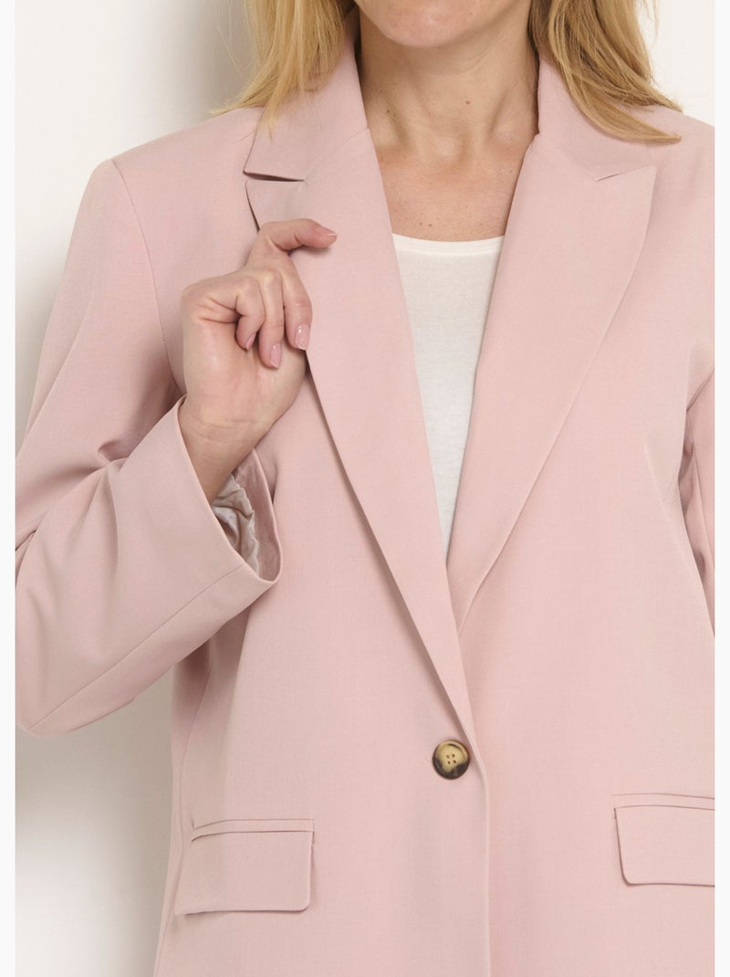 Veste longue 1 bouton avec col tailleur - Afibel Rose - Kiabi