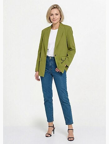 Veste longue 1 bouton avec col tailleur - Afibel