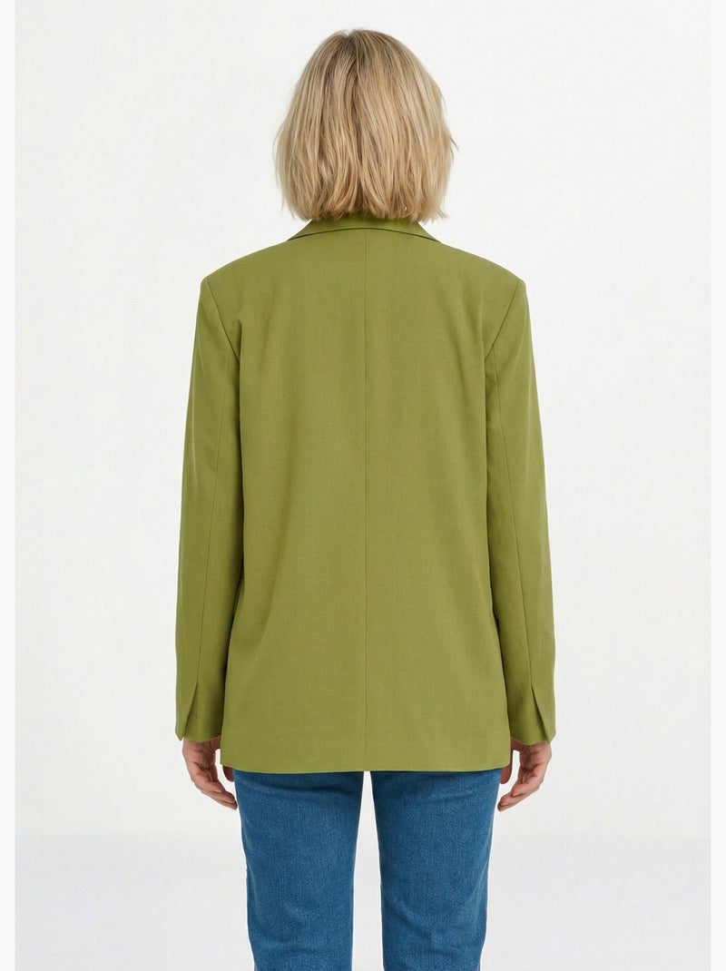 Veste longue 1 bouton avec col tailleur - Afibel Vert - Kiabi