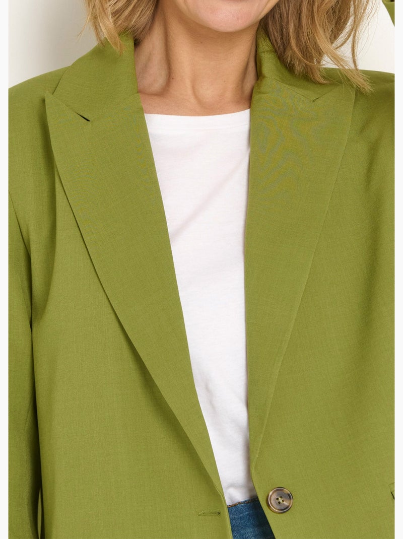 Veste longue 1 bouton avec col tailleur - Afibel Vert - Kiabi