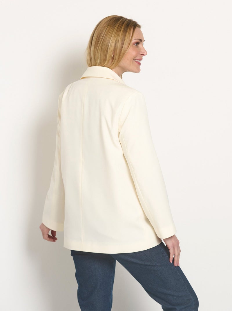 Veste longue 1 bouton avec col tailleur Ecru - Kiabi