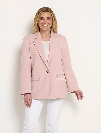Veste longue 1 bouton avec col tailleur