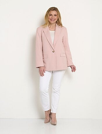 Veste longue 1 bouton avec col tailleur