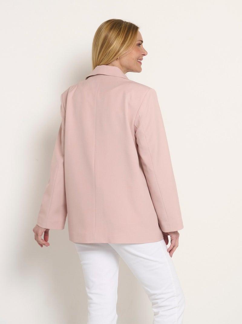 Veste longue 1 bouton avec col tailleur Rose - Kiabi