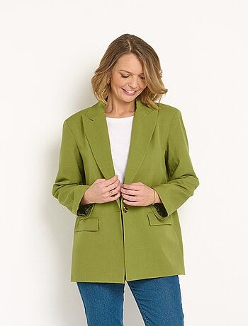 Veste longue 1 bouton avec col tailleur