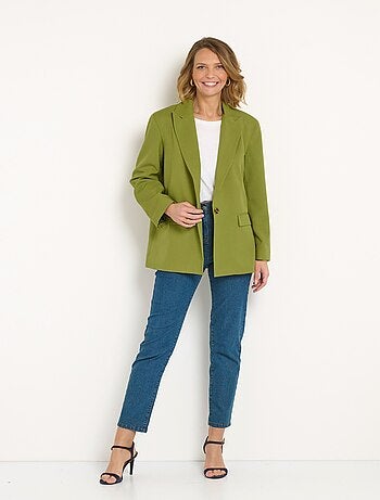 Veste longue 1 bouton avec col tailleur