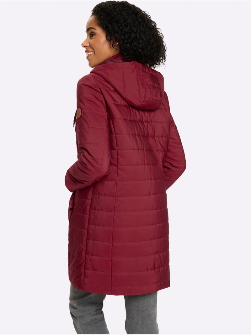 Veste Longue à Capuche - Taille Standard - Moda Vilona Rouge foncé - Kiabi