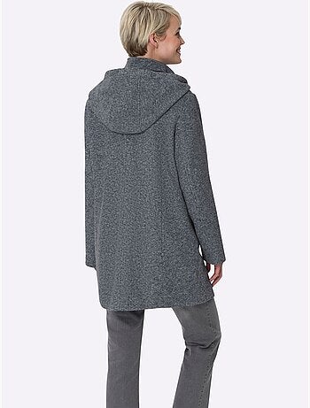 Veste longue à capuche avec empiècements et poches contrastées - taille standard - moda vilona