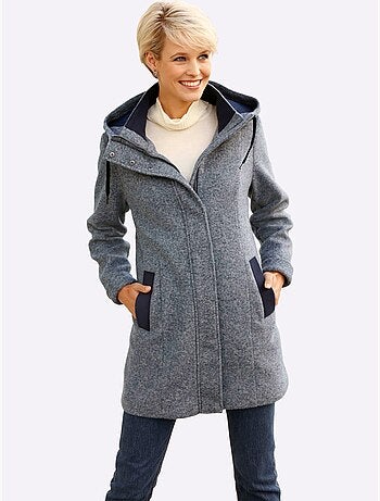 Veste longue à capuche avec empiècements et poches contrastées - taille standard - moda vilona