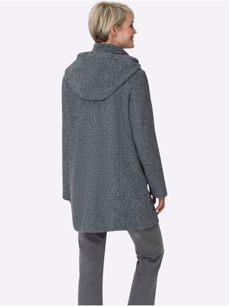Veste longue à capuche avec empiècements et poches contrastées - taille standard - moda vilona Bleu - Kiabi