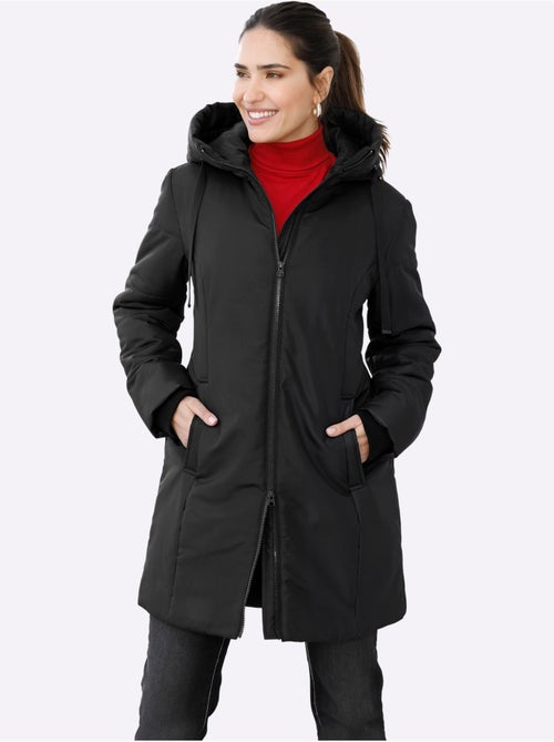 Veste longue à capuche avec poches et bords-côtes confortables - Taille standard - Moda Vilona - Kiabi
