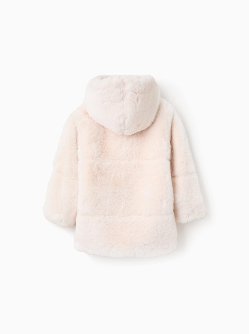 Veste longue à capuche en peluche douce Orange clair - Kiabi