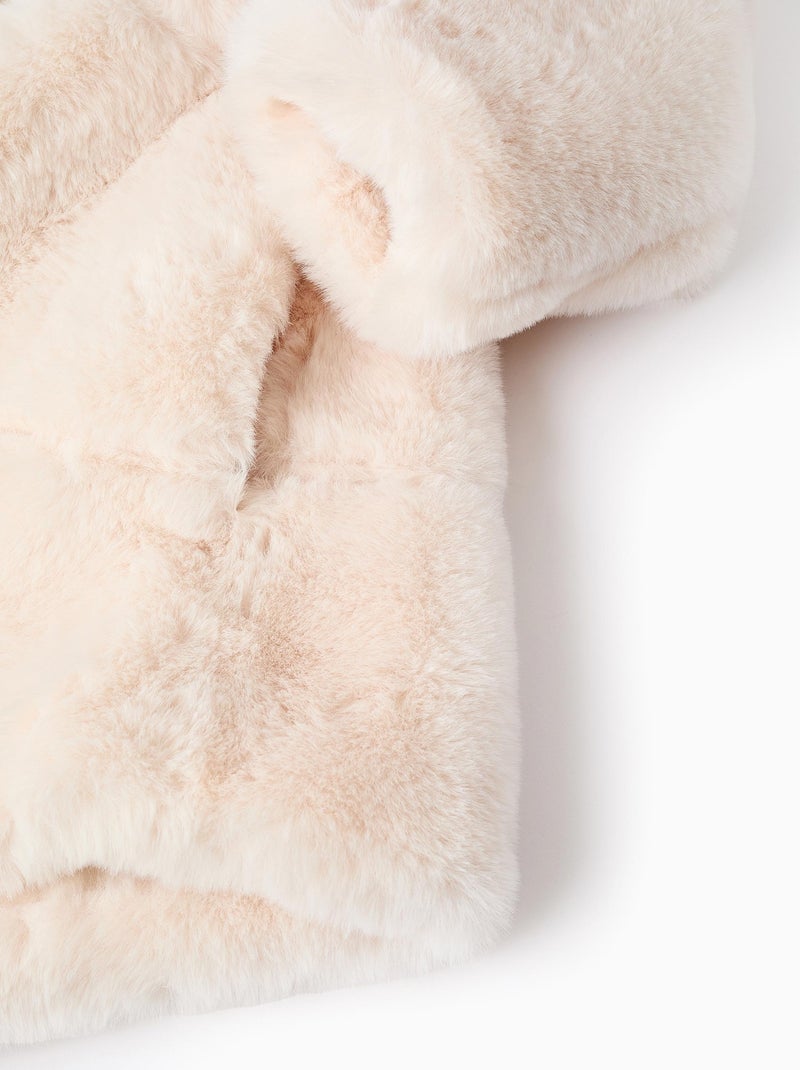 Veste longue à capuche en peluche douce Orange clair - Kiabi