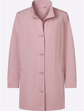Veste longue avec col montant et boutons imitation corne - Taille standard - Moda Vilona