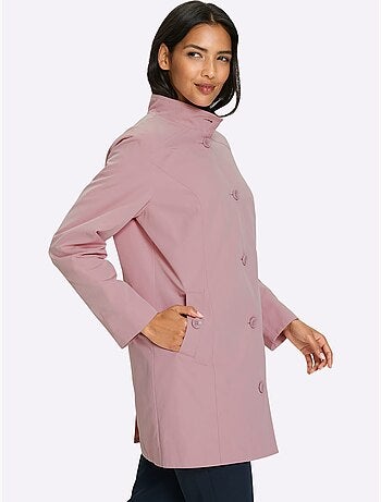 Veste longue avec col montant et boutons imitation corne - Taille standard - Moda Vilona