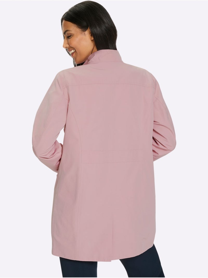 Veste longue à col montant avec boutons imitation corne et poches - Taille standard - Moda Vilona Rose - Kiabi