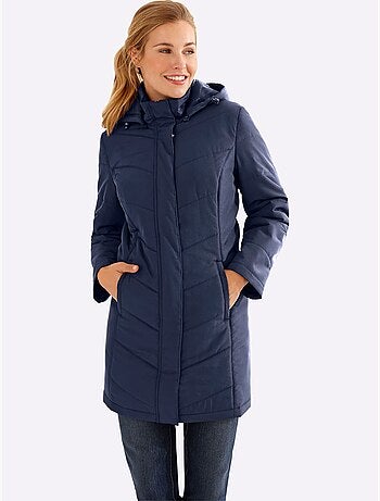 Veste longue à col montant avec capuche amovible et poches pratiques - Taille standard - Moda Vilona