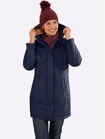 Veste longue à col montant avec capuche amovible et poches pratiques - Taille standard - Moda Vilona