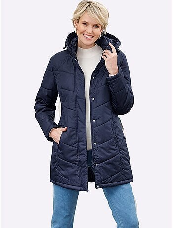 Veste longue à col montant avec capuche amovible et poches pratiques - Taille standard - Moda Vilona
