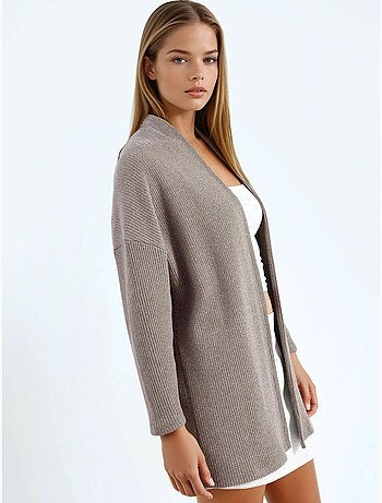 Veste longue à col ouvert en maille lurex busem