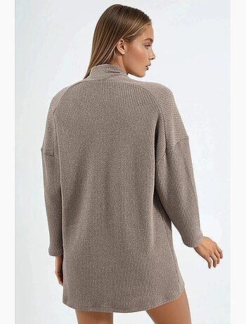 Veste longue à col ouvert en maille lurex busem