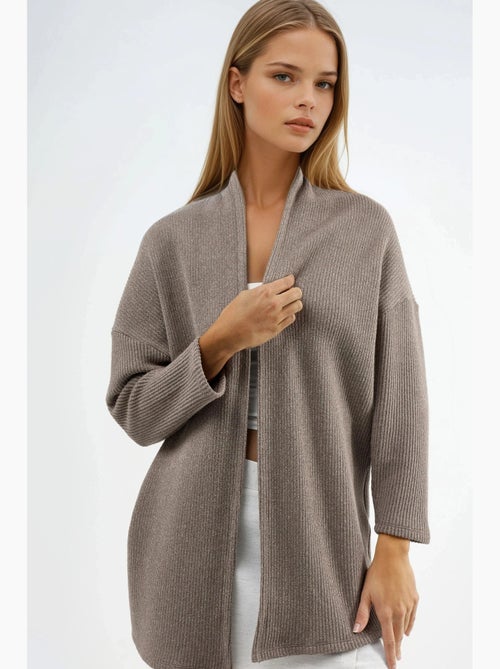 Veste longue à col ouvert en maille lurex busem - Kiabi Veste longue à col ouvert en maille lurex busem - Kiabi