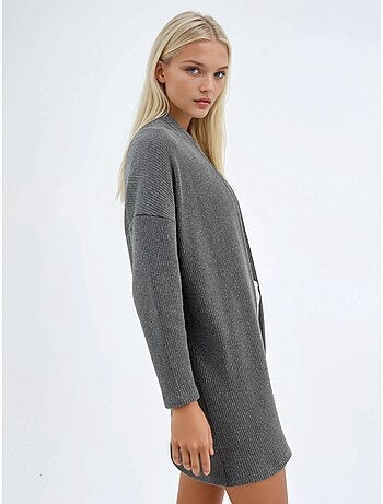 Veste longue à col ouvert en maille lurex busem
