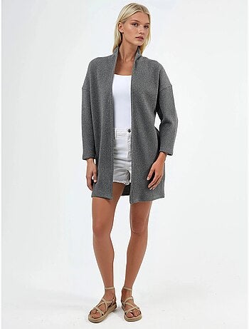 Veste longue à col ouvert en maille lurex busem