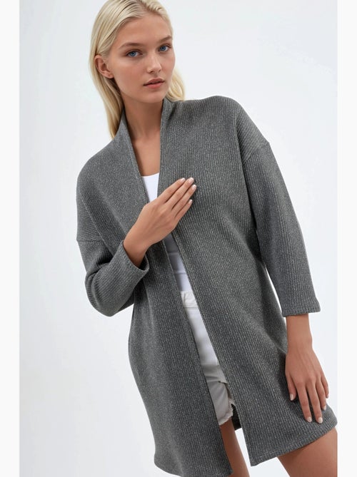 Veste longue à col ouvert en maille lurex busem - Kiabi Veste longue à col ouvert en maille lurex busem - Kiabi
