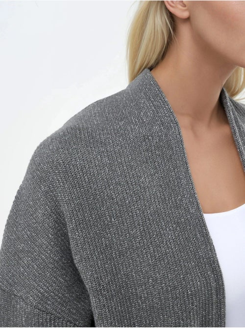 Veste longue à col ouvert en maille lurex busem - Kiabi Veste longue à col ouvert en maille lurex busem - Kiabi