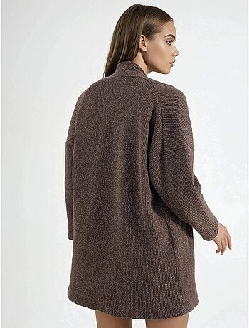 Veste longue à col ouvert en maille lurex busem