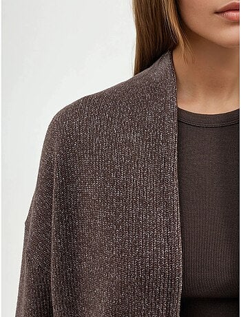 Veste longue à col ouvert en maille lurex busem