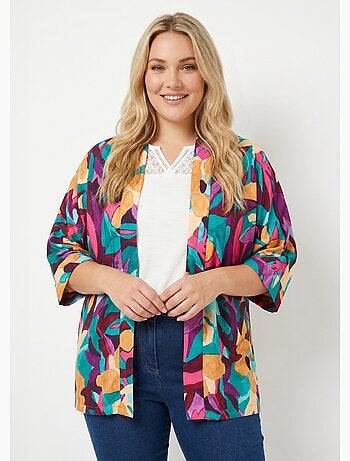 Veste longue ample motif floral - Afibel