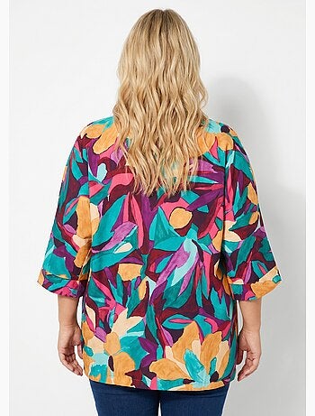 Veste longue ample motif floral - Afibel
