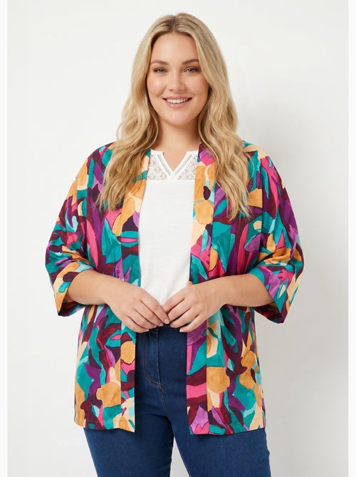 Veste longue ample motif floral - Afibel - Kiabi