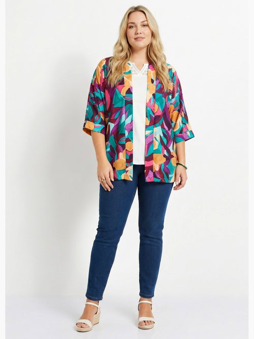 Veste longue ample motif floral - Afibel - Kiabi