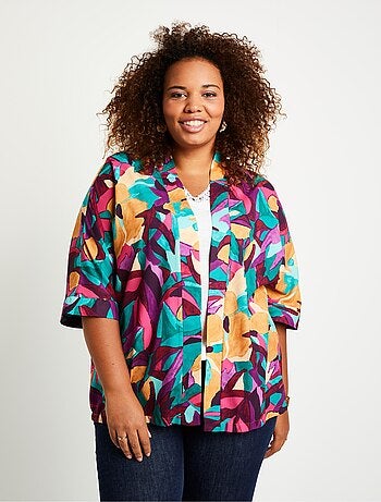 Veste longue ample motif floral