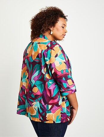 Veste longue ample motif floral
