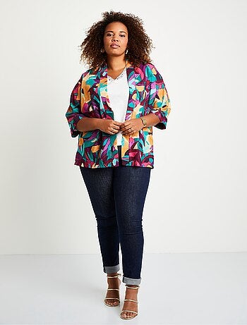 Veste longue ample motif floral