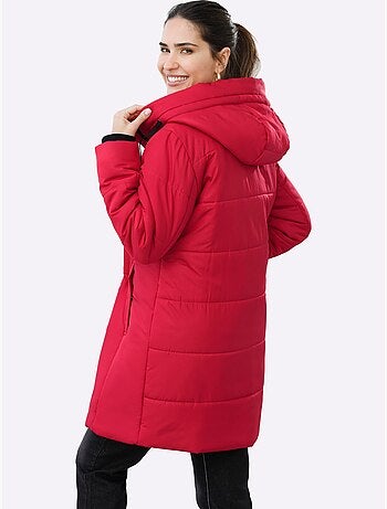 Veste longue avec capuche à poches et bords-côtes confortables - Taille standard - Moda Vilona