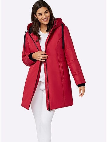 Veste longue avec capuche à poches et bords-côtes confortables - Taille standard - Moda Vilona