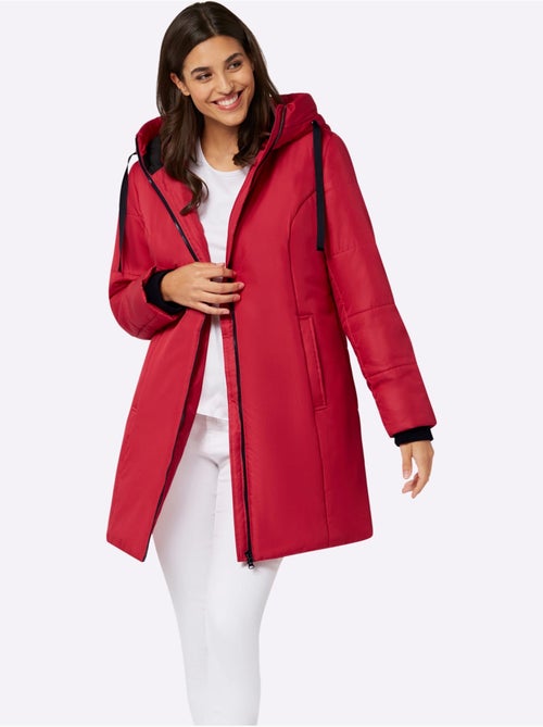 Veste longue avec capuche à poches et bords-côtes confortables - Taille standard - Moda Vilona - Kiabi