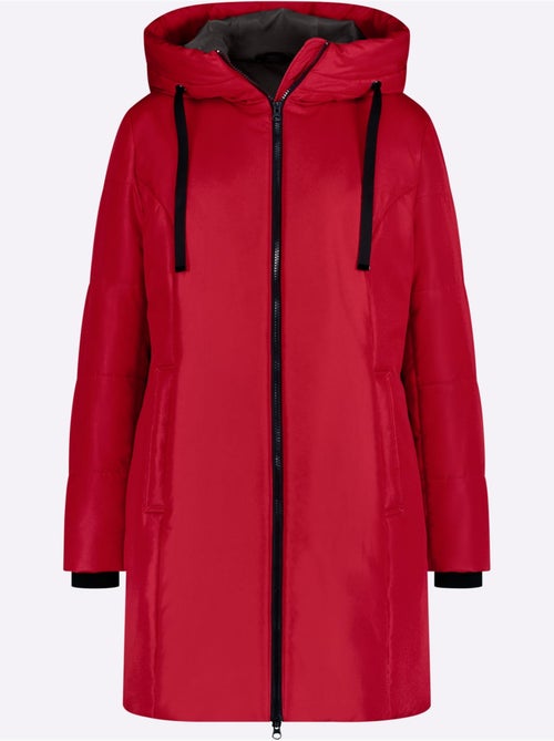 Veste longue avec capuche à poches et bords-côtes confortables - Taille standard - Moda Vilona - Kiabi